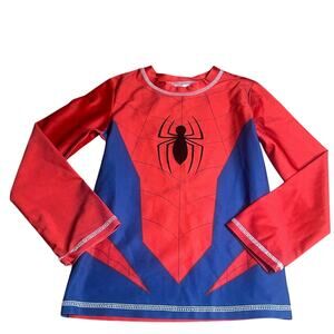 Marvel Spiderman rash guard shirt large spider emblem boys size 6/7